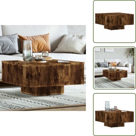 Mesa auxiliar - vidaXL Mesa de centro madera de ingeniería roble ahumado 60x60x31,5 cm - Mesa de TV