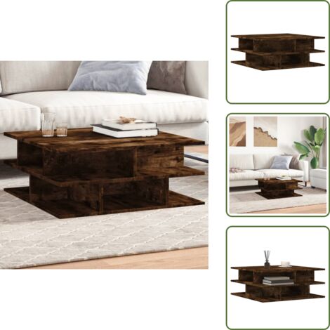 Mesa auxiliar - vidaXL Mesa de centro madera de ingeniería roble ahumado 70x70x29 cm -