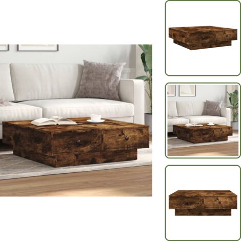 Mesa auxiliar - vidaXL Mesa de centro madera de ingeniería roble ahumado 90x90x28 cm - Almacenamiento