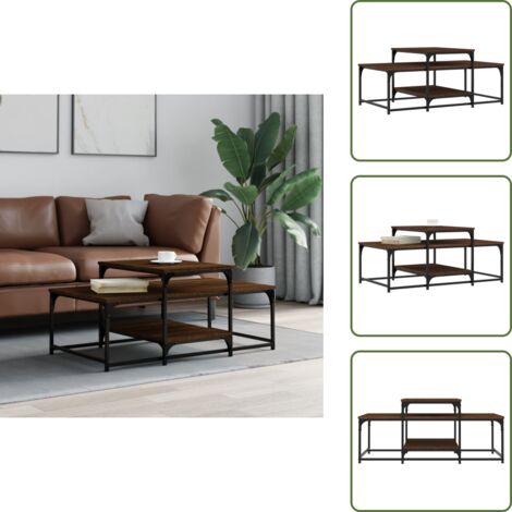 Mesa auxiliar - vidaXL Mesa de centro madera de ingeniería roble marrón 102x60x45 cm - Almacenamiento