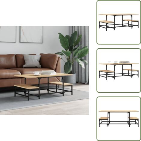 Mesa auxiliar - vidaXL Mesa de centro madera de ingeniería roble Sonoma 100x50,5x40 cm - Almacenamiento