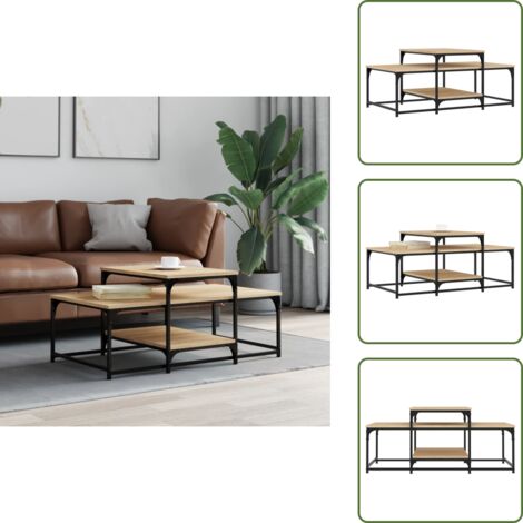 Mesa auxiliar - vidaXL Mesa de centro madera de ingeniería roble Sonoma 102x60x45 cm - Almacenamiento