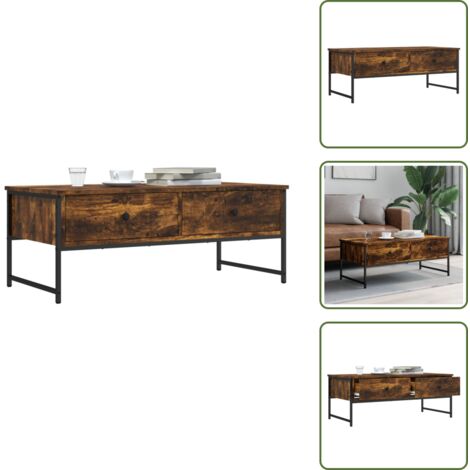 Mesa auxiliar - vidaXL Mesa de centro madera ingeniería roble ahumado 101x49x39,5 cm - Almacenamiento