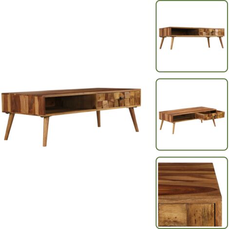 Mesa auxiliar - vidaXL Mesa de centro madera maciza acacia acabado miel 110x50x37 cm - Mesita auxiliar