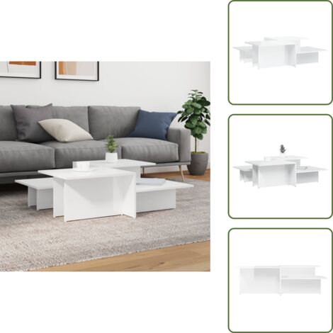 Mesa auxiliar - vidaXL Mesas de centro 2 uds madera de ingeniería blanco brillante - Mesa de centro blanca