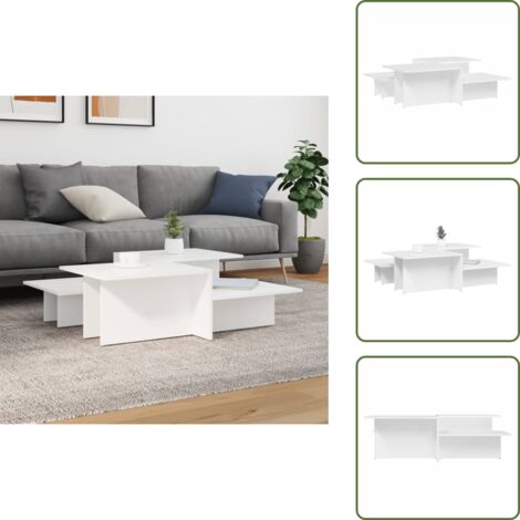Mesa auxiliar - vidaXL Mesas de centro 2 uds madera de ingeniería blanco - Mesa de centro blanca