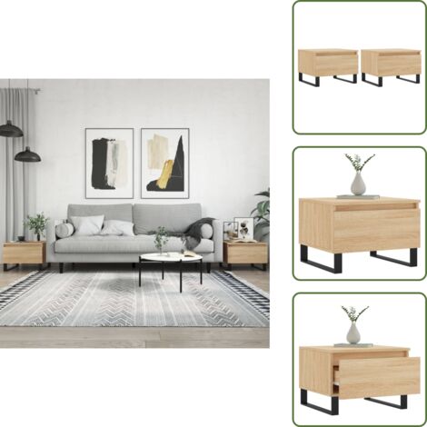 Mesa auxiliar - vidaXL Mesas de centro 2 uds madera ingeniería roble Sonoma 50x46x35cm - Almacenamiento