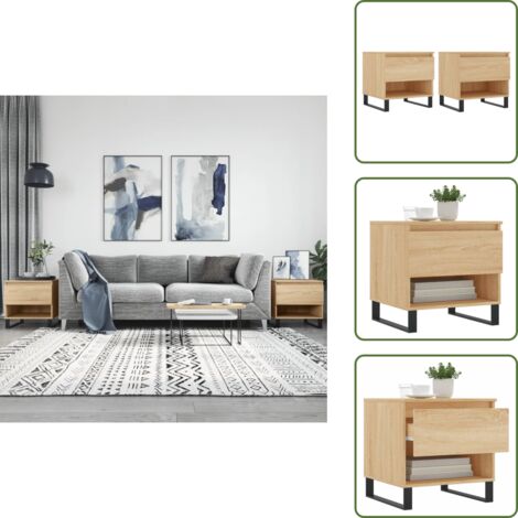 Mesa auxiliar - vidaXL Mesas de centro 2 uds madera ingeniería roble Sonoma 50x46x50cm - Almacenamiento
