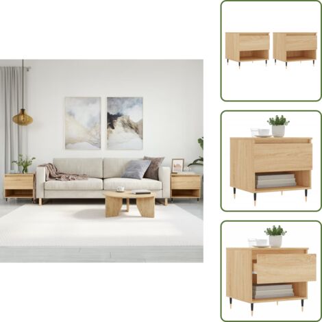 Mesa auxiliar - vidaXL Mesas de centro 2 uds madera ingeniería roble Sonoma 50x46x50cm - Almacenamiento
