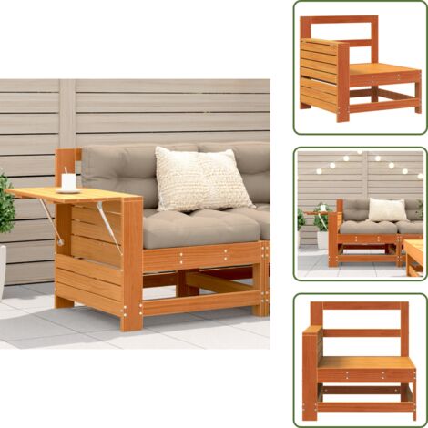 Mesa auxiliar - vidaXL Sofá de jardín con reposabrazo mesa auxiliar madera pino marrón - Reposabrazos