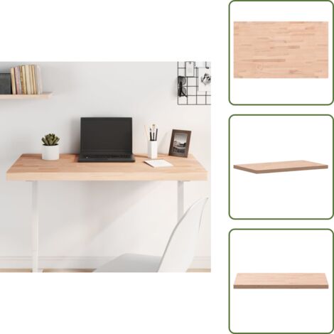 Mesa auxiliar - vidaXL Tablero rectangular de madera maciza de haya 100x60x4 cm - Madera maciza