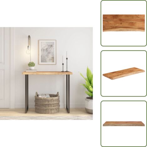 Mesa auxiliar - vidaXL Tablero rectangular madera de acacia borde vivo 90x40x3,8 cm - Borde vivo