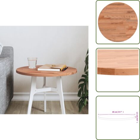 Mesa auxiliar - vidaXL Tablero redondo de madera maciza de haya Ø40x1,5 cm - Mesa de bar