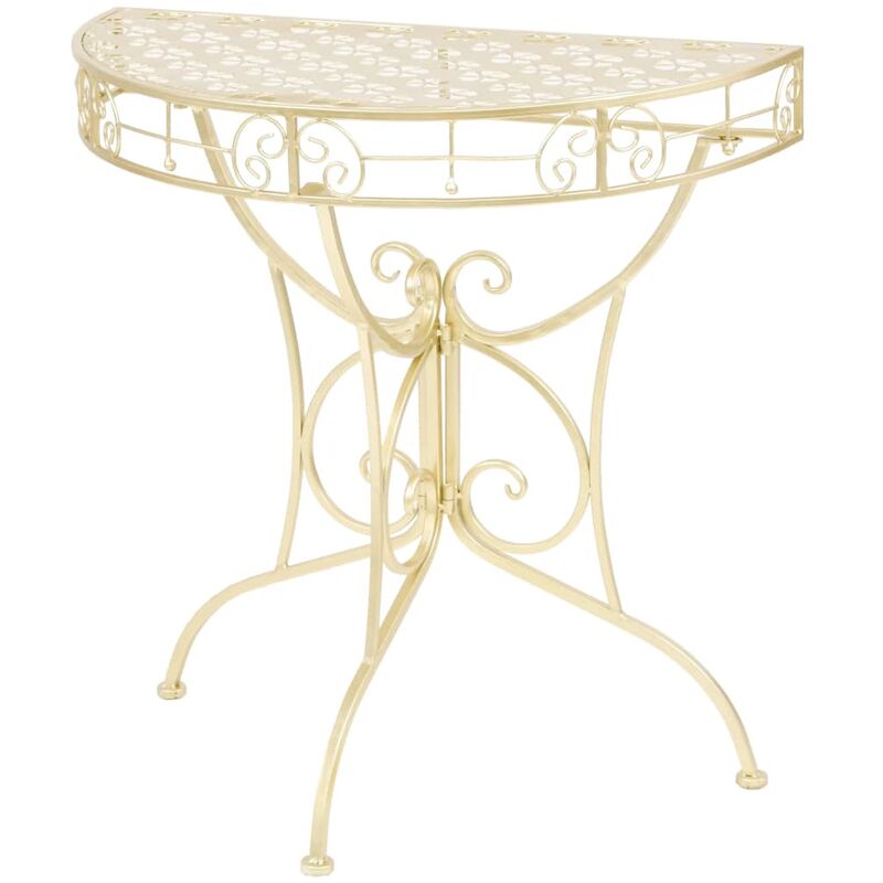 

Mesa auxiliar vintage metal semicircular 72x36x74 cm dorado