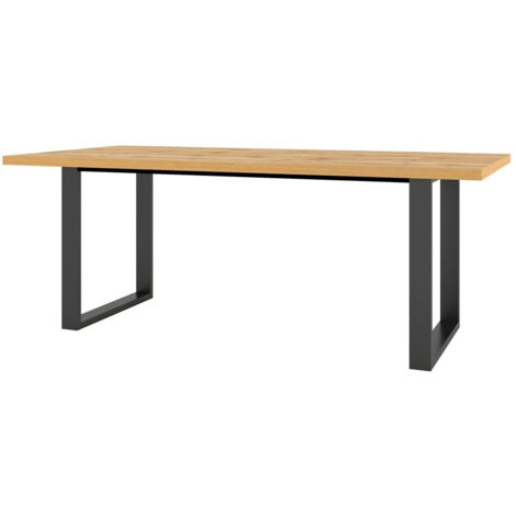 Mesa Avicavu 106, Roble wotan + Negro, 76x100x200cm, Aglomerado laminado, Madera