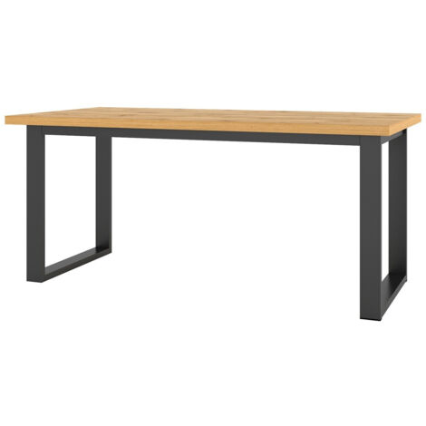 Mesa Avicavu 111, Roble wotan + Negro, 76x90x170cm, Alargamiento, Aglomerado laminado, Metal