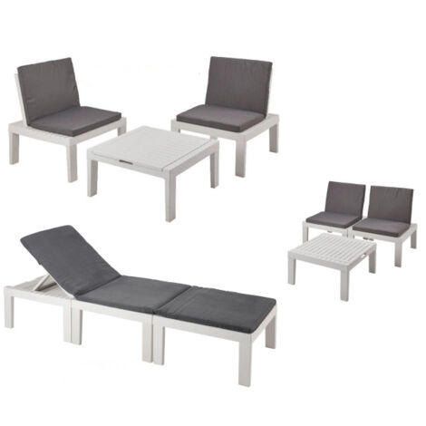 MESA BAJA + 2 SILLONES/TUMBONA DUETTO BLANCA CONJUNTO