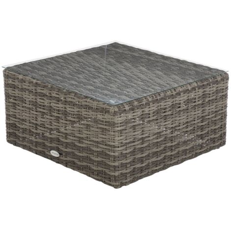 Mesa baja de jardín cuadrada Mooréa Terre d'ombre - 72 x 72 x 36 cm - Hespéride