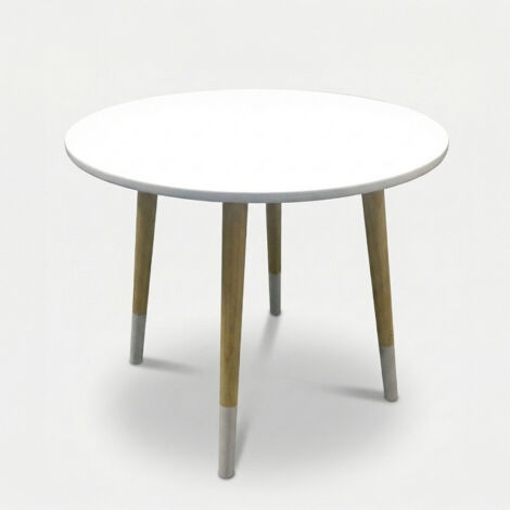 Mesa baja redonda blanca de madera MDF para sala de estar 48x48 Mokai