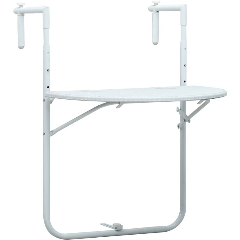 

Mesa balcón colgante plástico aspecto ratán blanco 60x64x83,5cm - Blanco
