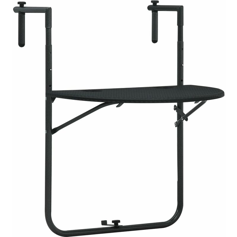 

Mesa balcón colgante plástico aspecto ratán negro 60x64x83,5 cm - Negro