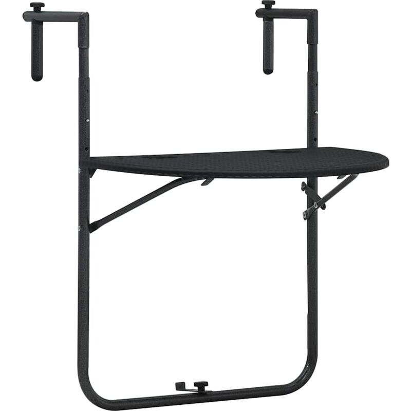 

vidaXL Mesa Balcón Colgante Plástico Aspecto Ratán 60x64x83,5cm Negro - Negro