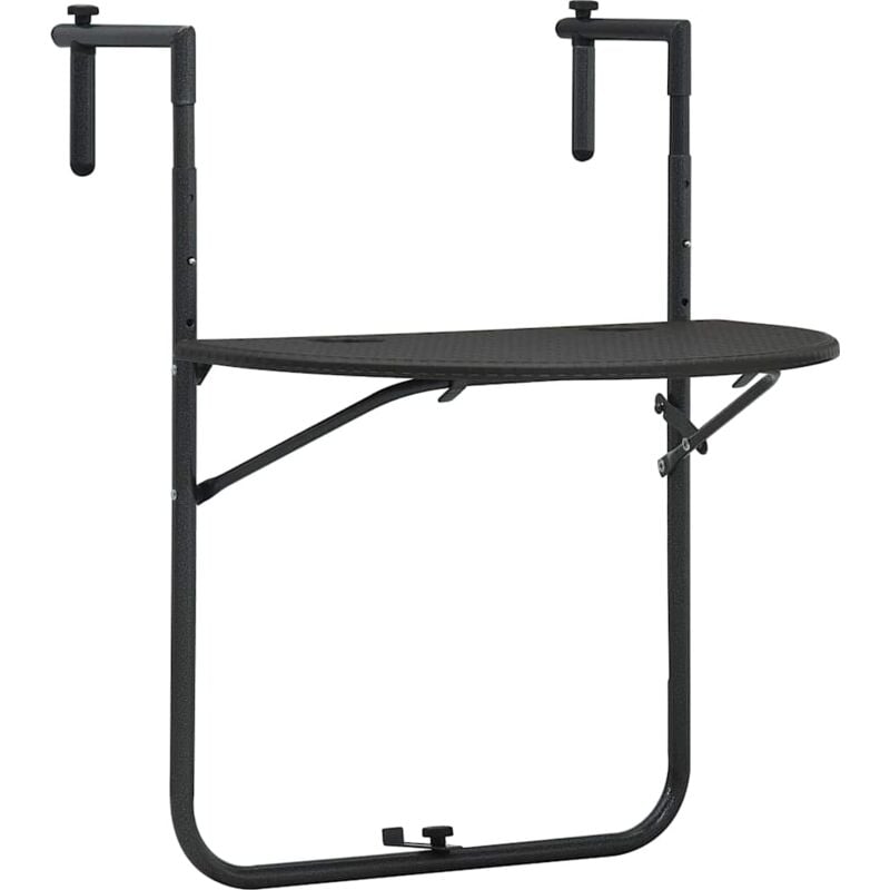 

vidaXL Mesa Balcón Colgante Plástico Aspecto Ratán 60x64x83,5cm Marrón - Marrón