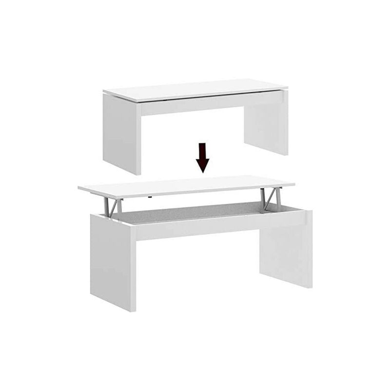 

Mesa de centro elevable moderna BLANCO , Medidas 102 x 50 cm (PATAS LISAS)