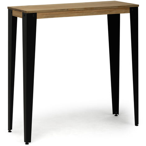 Mesa Bar Alta Lunds 140x40x108cm Acero Fume en madera maciza de pino acabado vintage estilo industrial Box Furniture