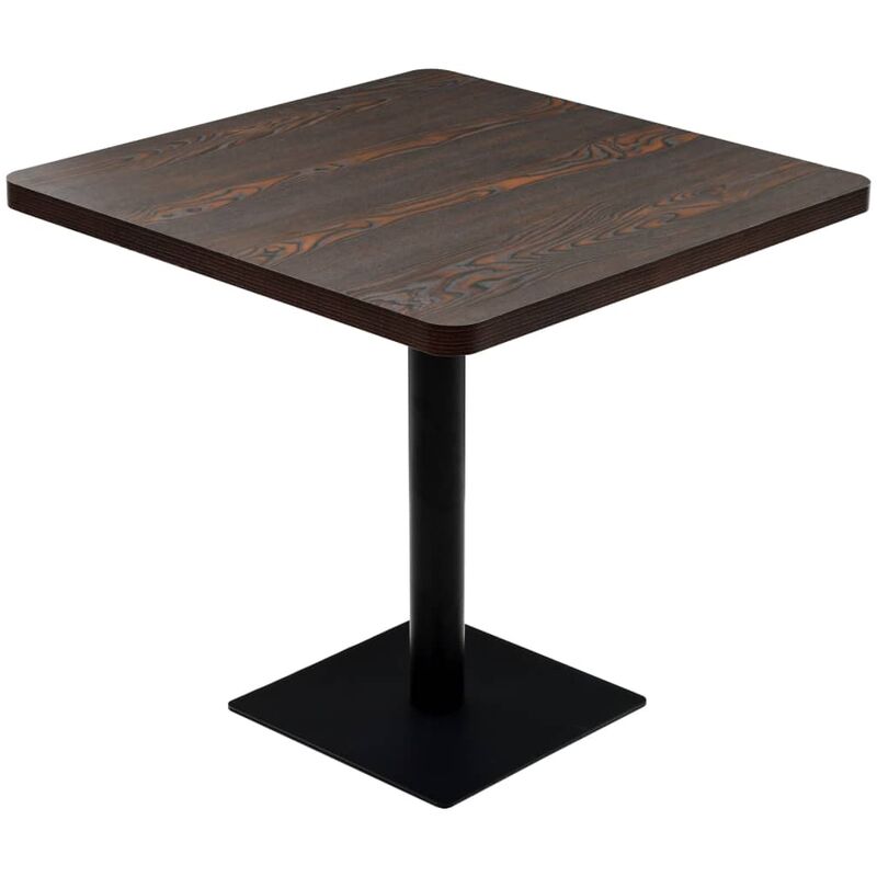 

Mesa bar bistró MDF y acero cuadrada fresno oscuro 80x80x75 cm - Marrón