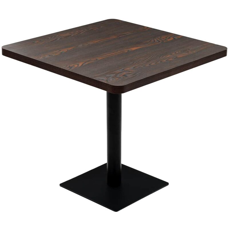 

Happyshopping - Mesa bar bistro MDF y acero cuadrada fresno oscuro 80x80x75 cm