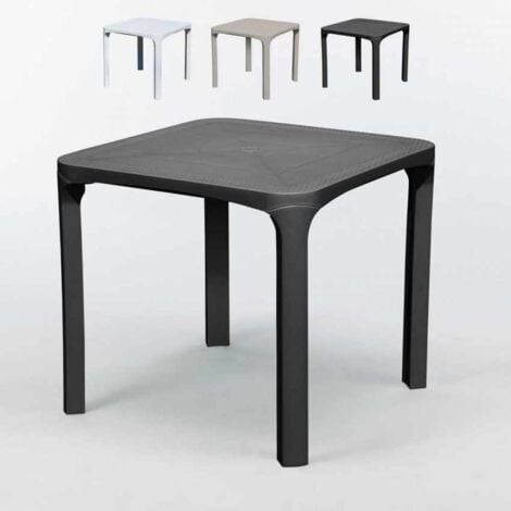 Mesa bar café Poly rotin 80x80 Grand Soleil Olè - Negro