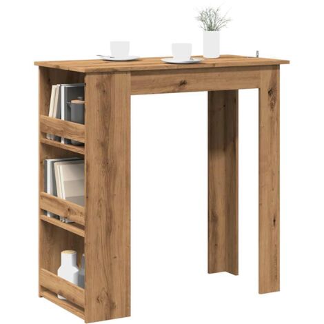 Mesa bar con estante almacenaje roble artisan 102x50x103,5 cm
