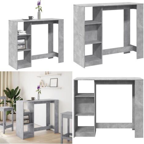 Mesa bar con estante madera gris hormigón 124x46x103,5 cm - Estante de madera - Almacenamiento
