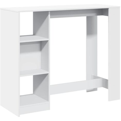 Mesa bar con estante madera ingeniería blanca 124x46x103,5 cm vidaXL