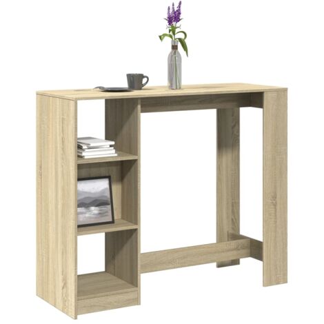 Mesa bar con estante madera roble  124x46x103,5 cm