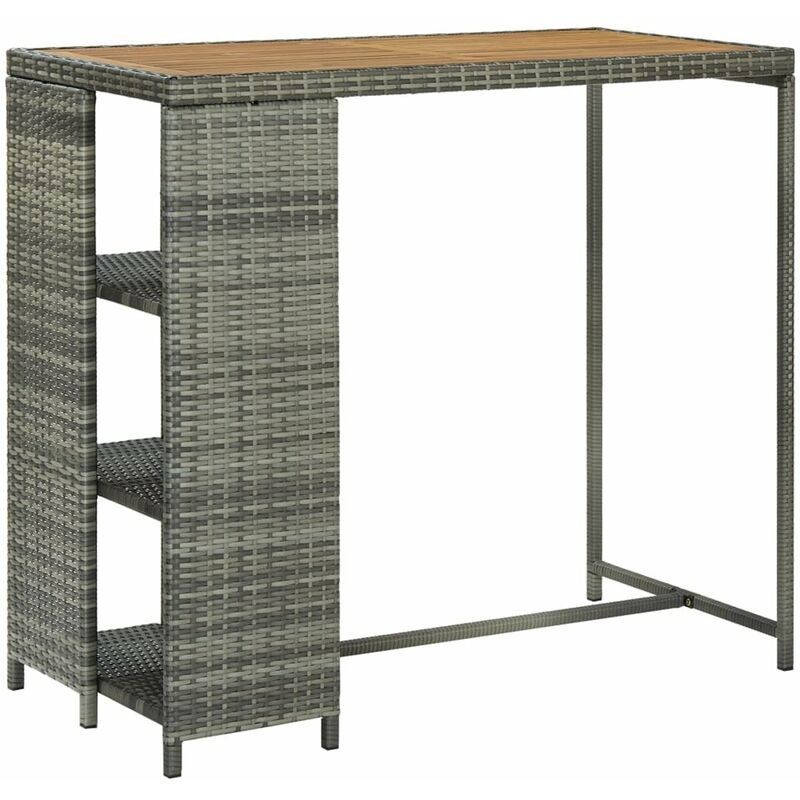 

Mesa bar estante almacenaje 120x60x110 cm ratan sintetico gris