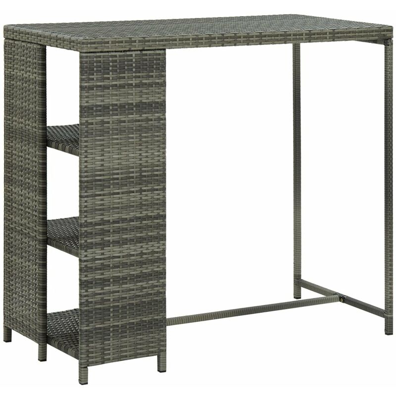 

Mesa bar estante almacenaje 120x60x110cm ratan sintetico gris