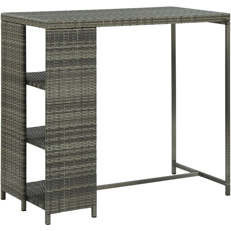 

Mesa bar estante almacenaje 120x60x110cm ratán sintético gris