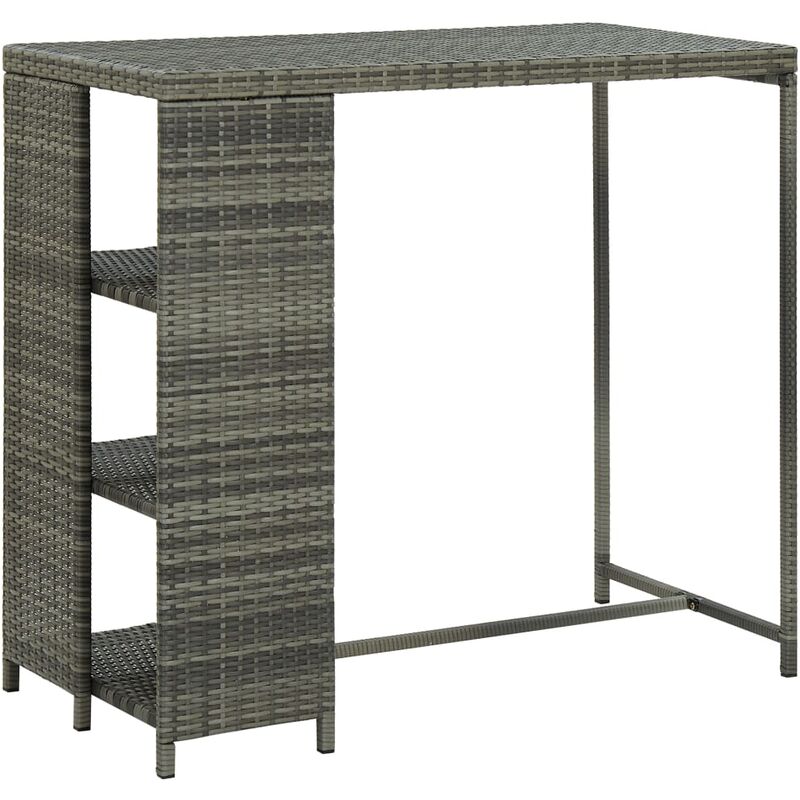 

Mesa Bar Estante Almacenaje 120x60x110cm Ratán Sintético Gris - Gris - Vidaxl