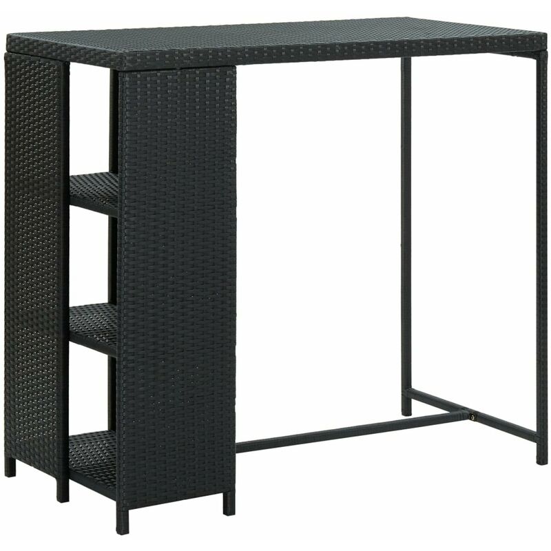 

Mesa bar estante almacenaje 120x60x110cm ratan sintetico negro