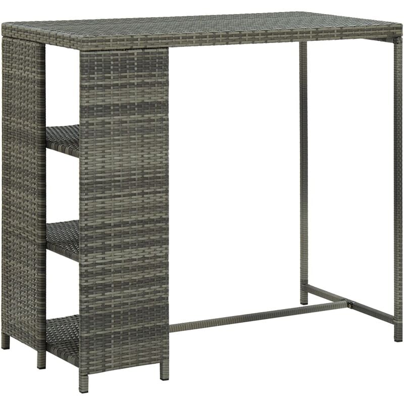 

Mesa bar estante almacenaje 120x60x110cm ratán sintético gris - Gris