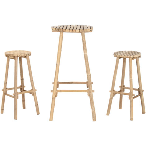Mesa Bar Set 3 Bambu 50X50X105 2 Taburetes