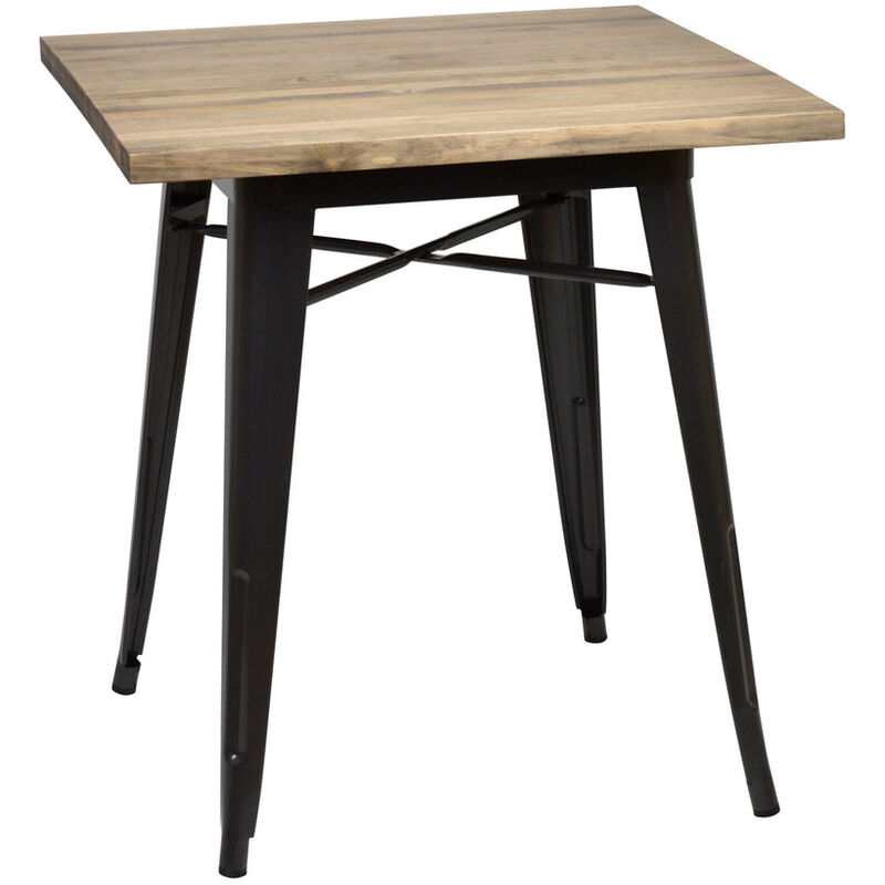 

Mesa bar Tudix industrial con tablero de madera de pino macizo - 80X80X75 cm - 18 - Efecto Vintage - Negro - 4