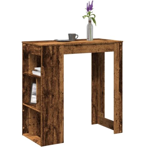 Mesa bar y estantes madera ingeniería envejecida 102x50x103,5cm