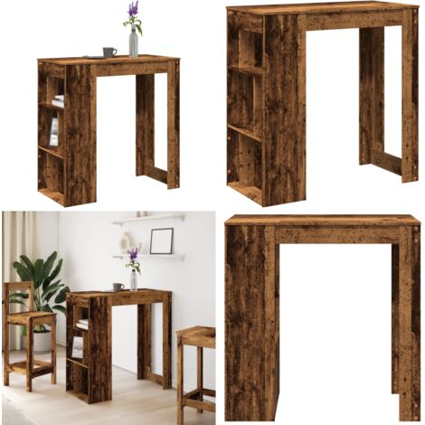 Mesa bar y estantes madera ingeniería envejecida 102x50x103,5cm - Estantería - Almacenamiento