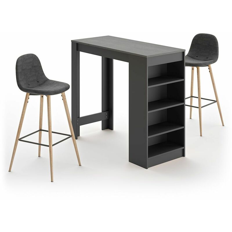 

Mesa-bar y sillas altas A-COCOON negro y hormigón - gris antracita, 115 x 50 x 102.7 - negro y hormigón - gris antracita