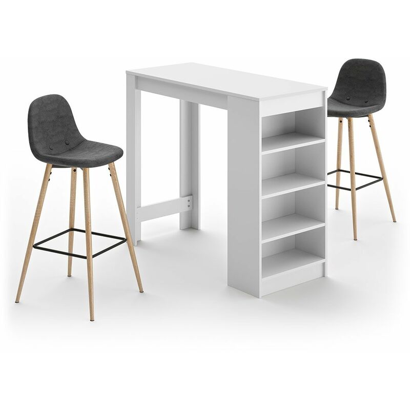 

Mesa-bar y sillas altas A-COCOON blanco - gris antracita, 115 x 50 x 102.7 - blanco - gris antracita