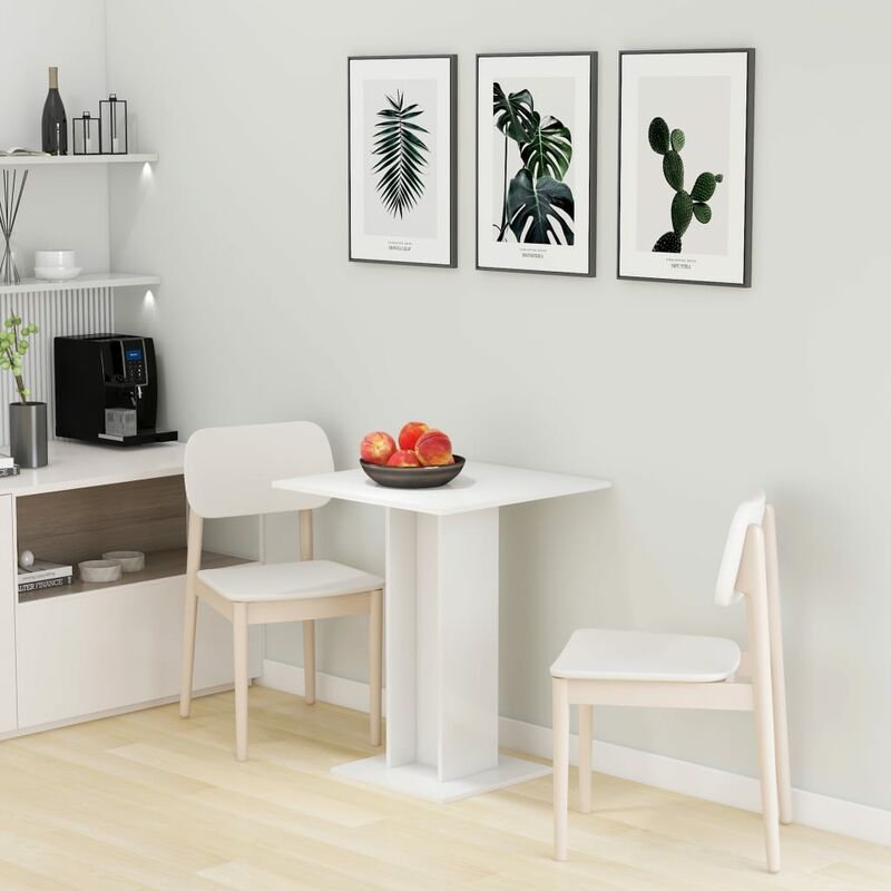 

Mesa bistró de aglomerado blanco brillante 60x60x75 cm