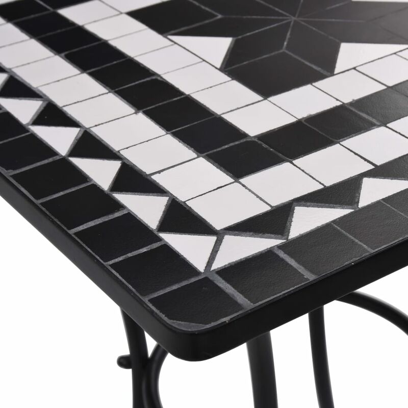 

Mesa bistro de mosaico ceramica negro y blanco 60 cm